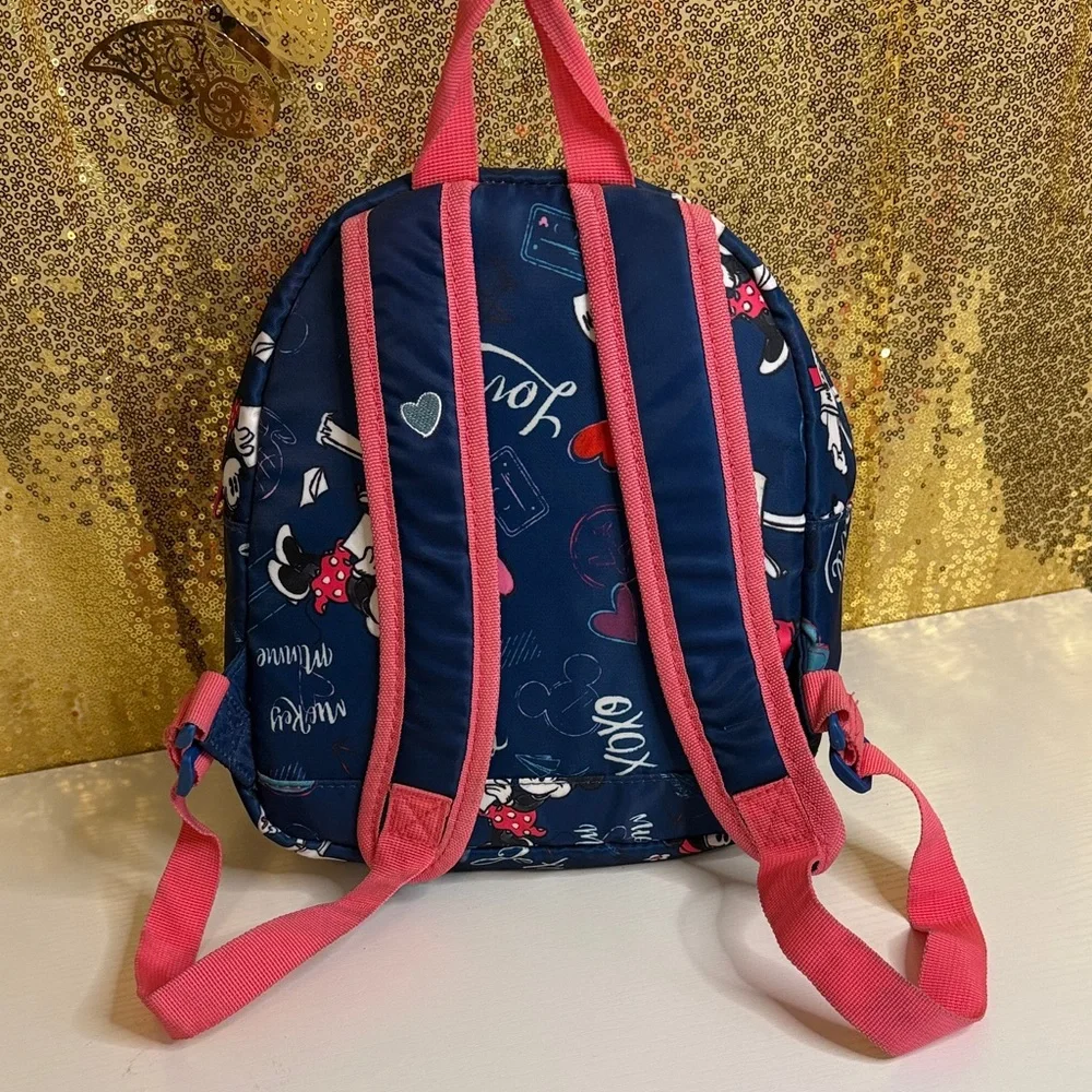Disney Store Navy and Pink Mickey and Minnie Mouse Mini Backpack